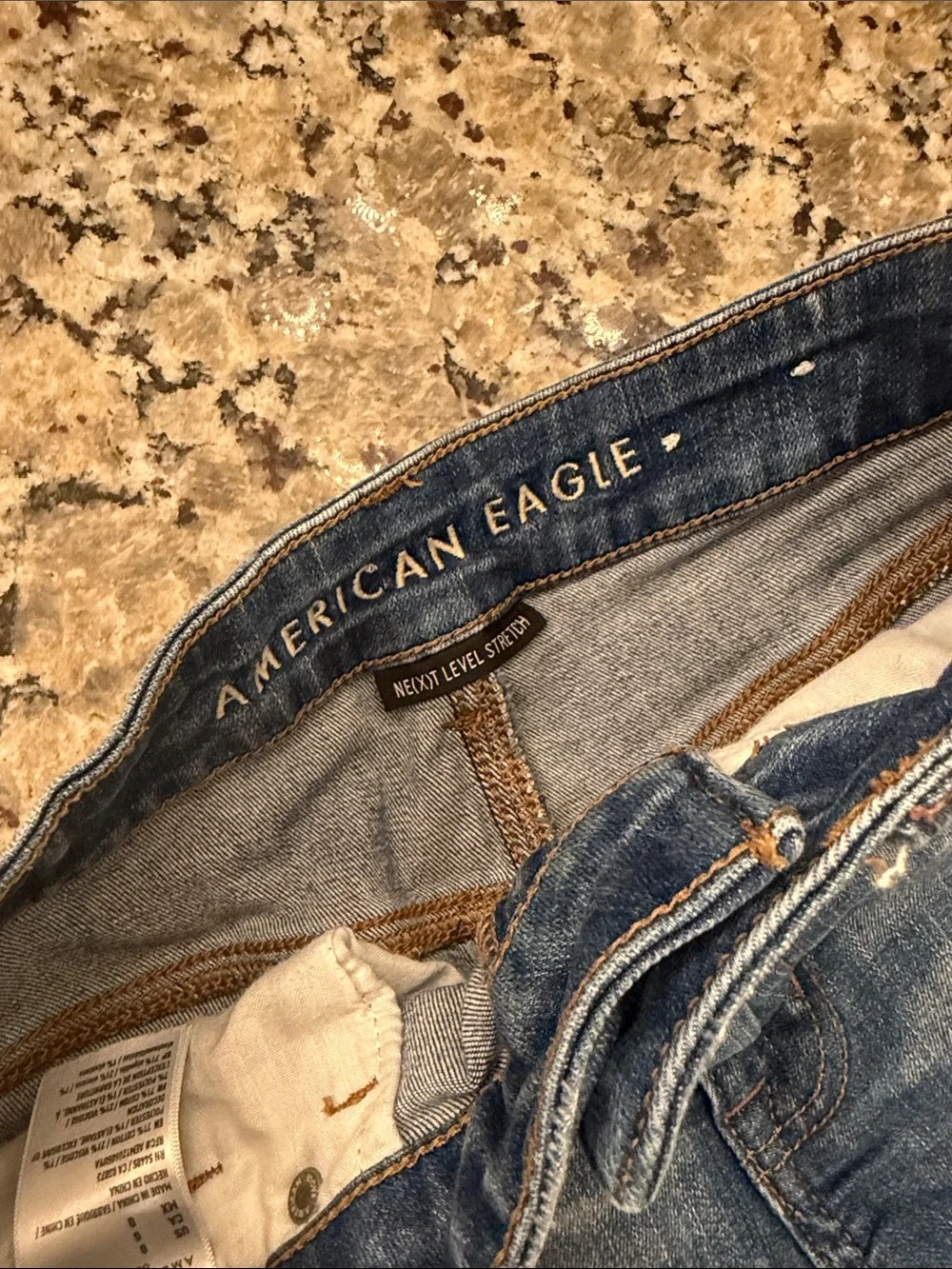 American Eagle Outfitters Light Blue Distressed Rolled-Hem Jean Shorts